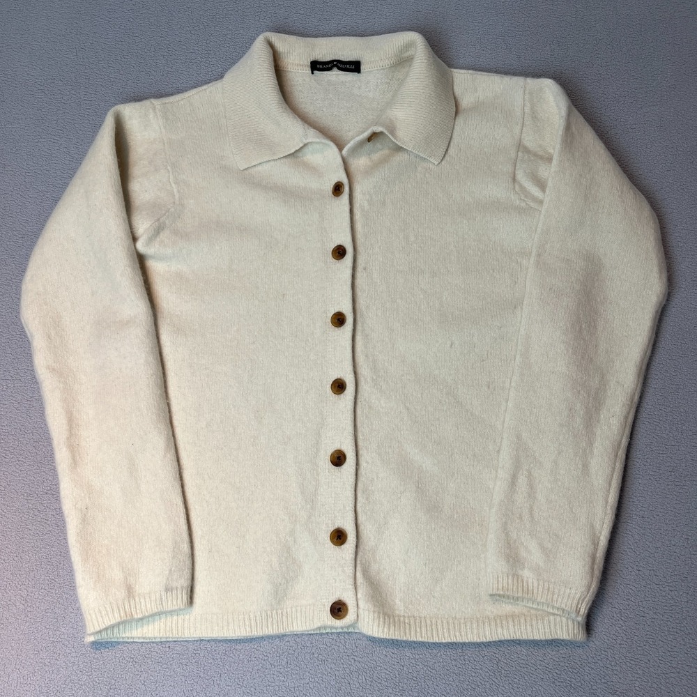 Brandy Melville Italy 80% Wool Cream Collared Cardigan Button Front One Size